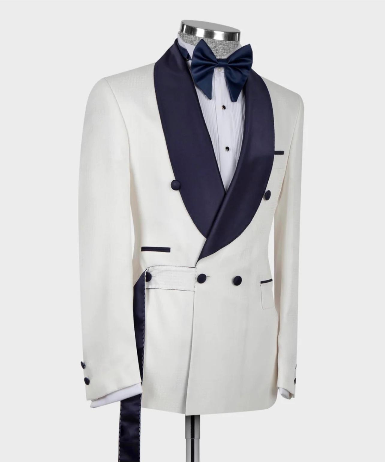 Classic Belted Tuxedo Suit - Image 3